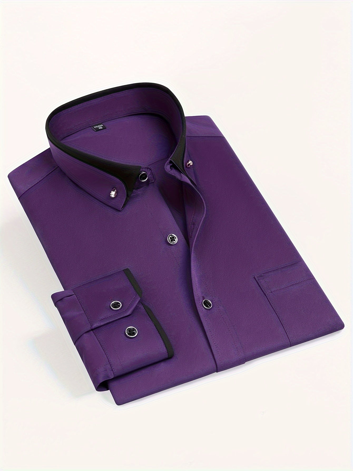 Men's Long-Sleeve Shirt, Color-Block, Stretch Dress