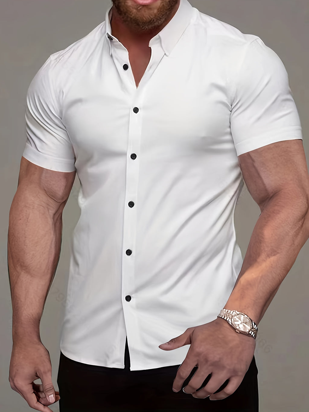 Men's Short-Sleeve Shirt, Lapel, Business Casual