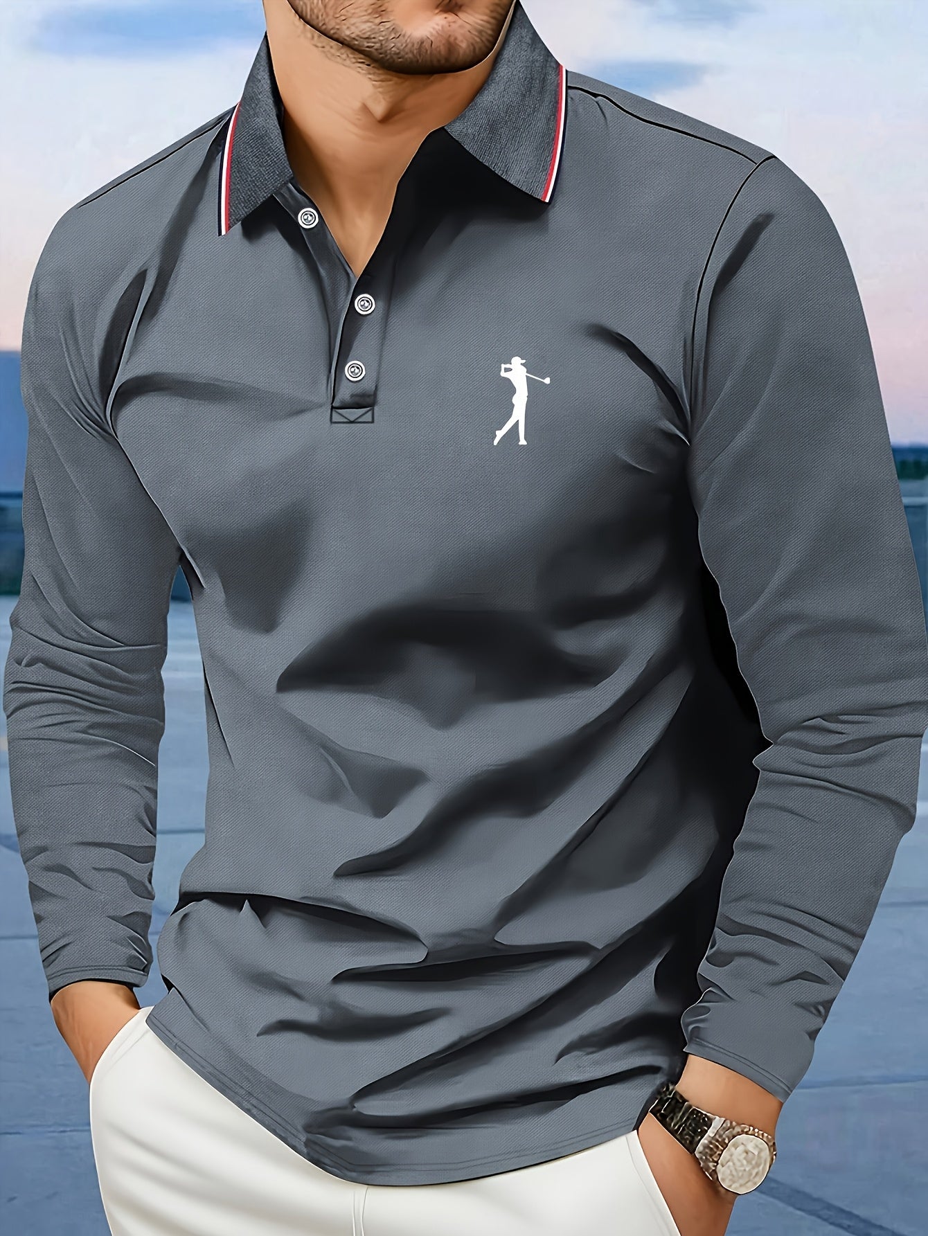 Men's Long-Sleeve Shirt, Printed, Collared Breathable