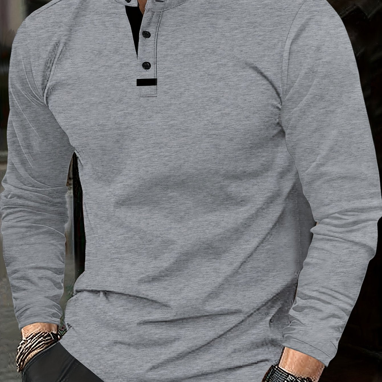 Men's Long-Sleeve Polo Shirt, Button-Up, Casual