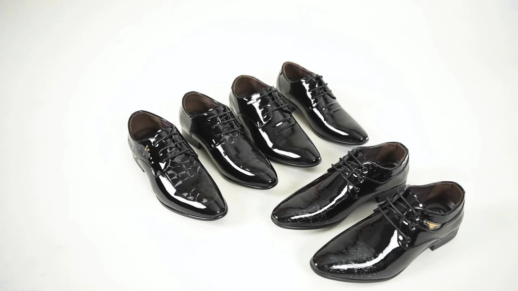 Men's Shiny Dress Loafers, Slip-On Black