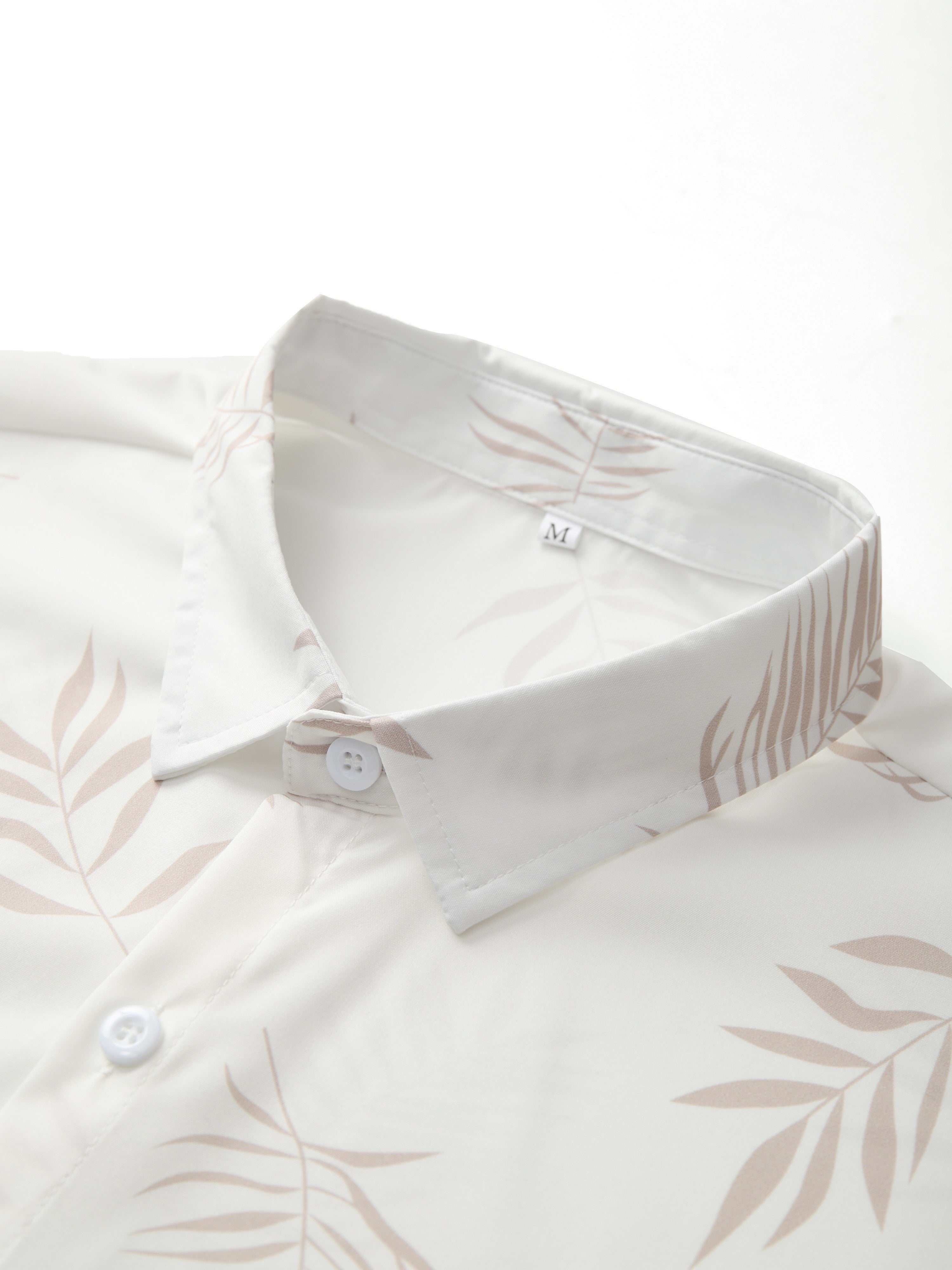 Men's Leaf-Print Shirt & Shorts Set, Short-Sleeve