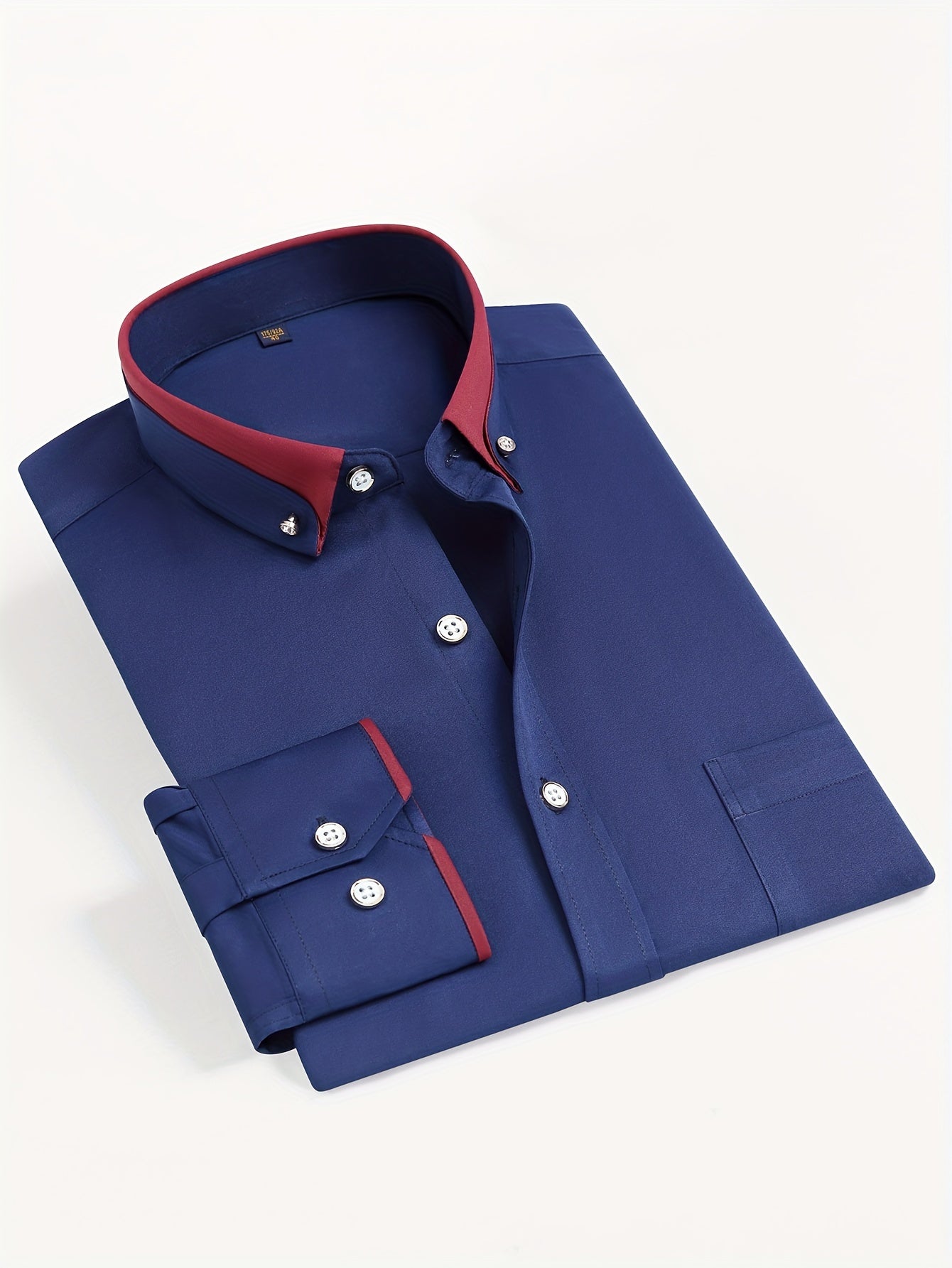 Men's Long-Sleeve Shirt, Color-Block, Stretch Dress