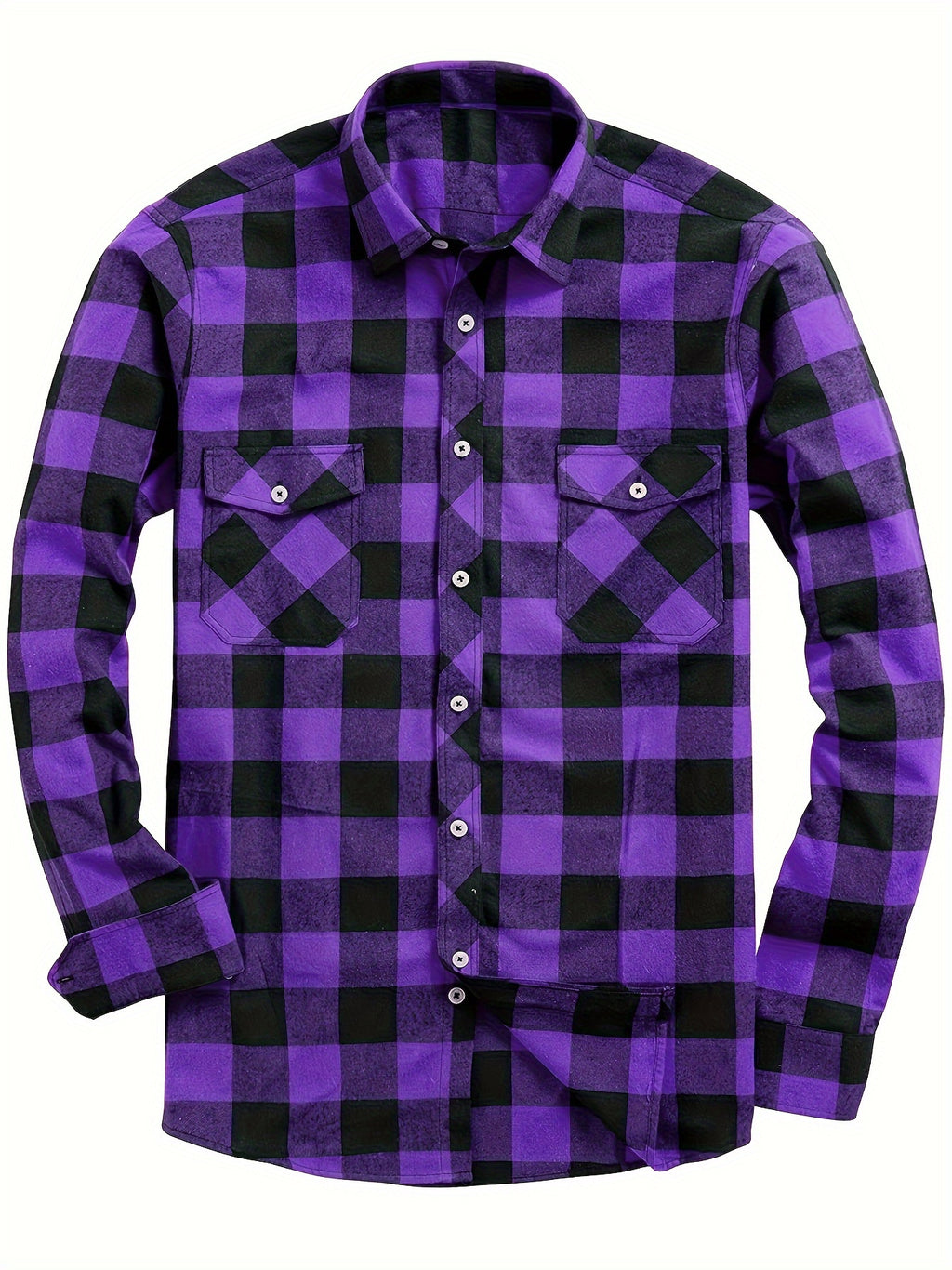 Men's Flannel Plaid Shirt, Long-Sleeve Casual