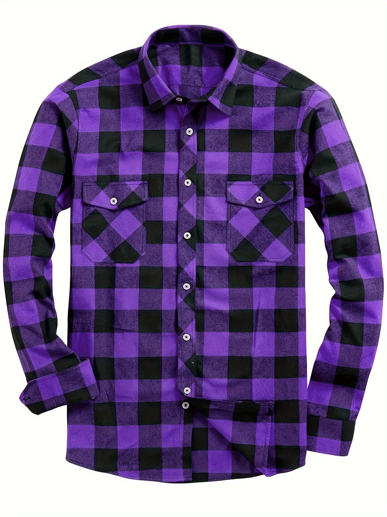 Men's Flannel Plaid Shirt, Long-Sleeve Casual