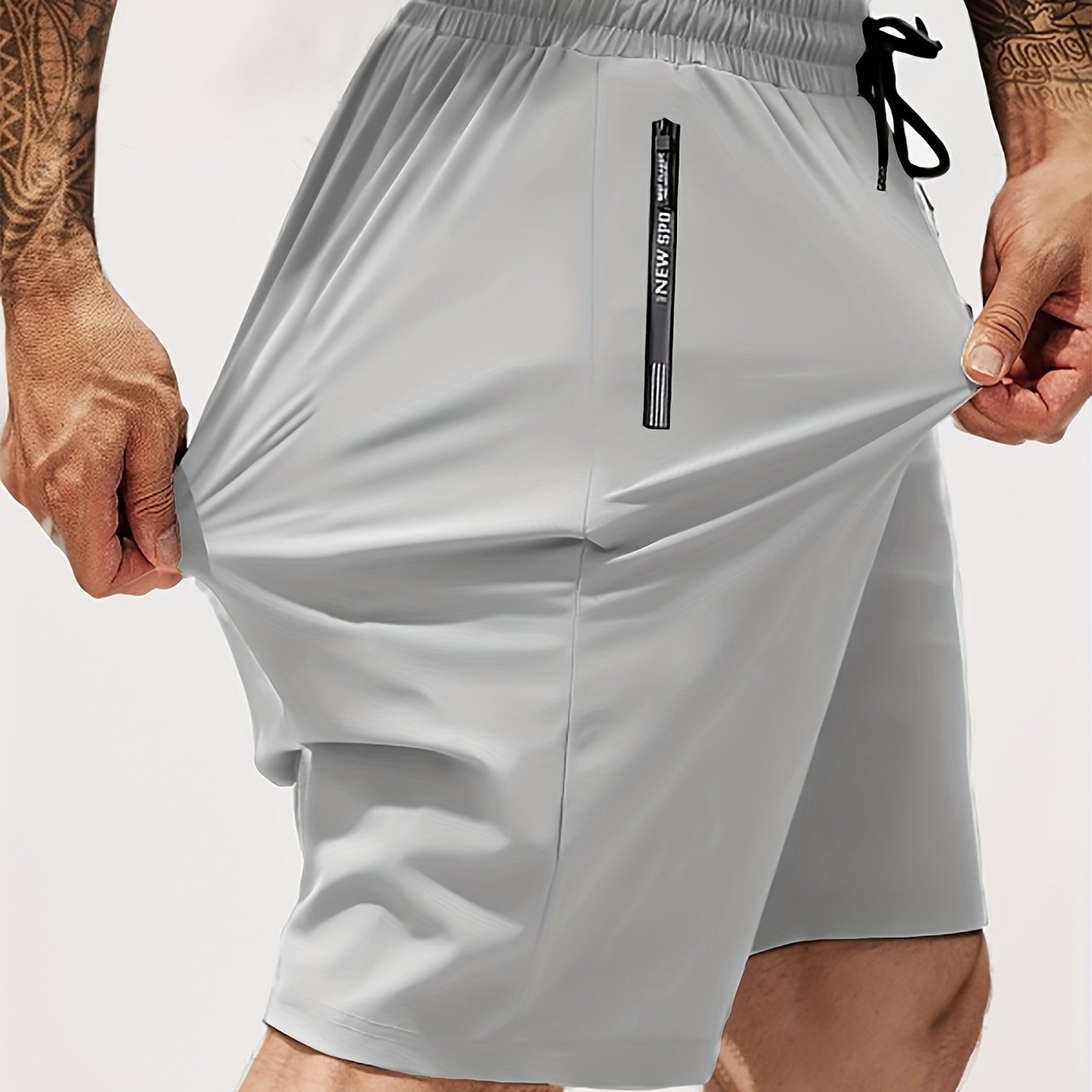 Men's Gym Shorts, Stretch Breathable, Zip Pockets