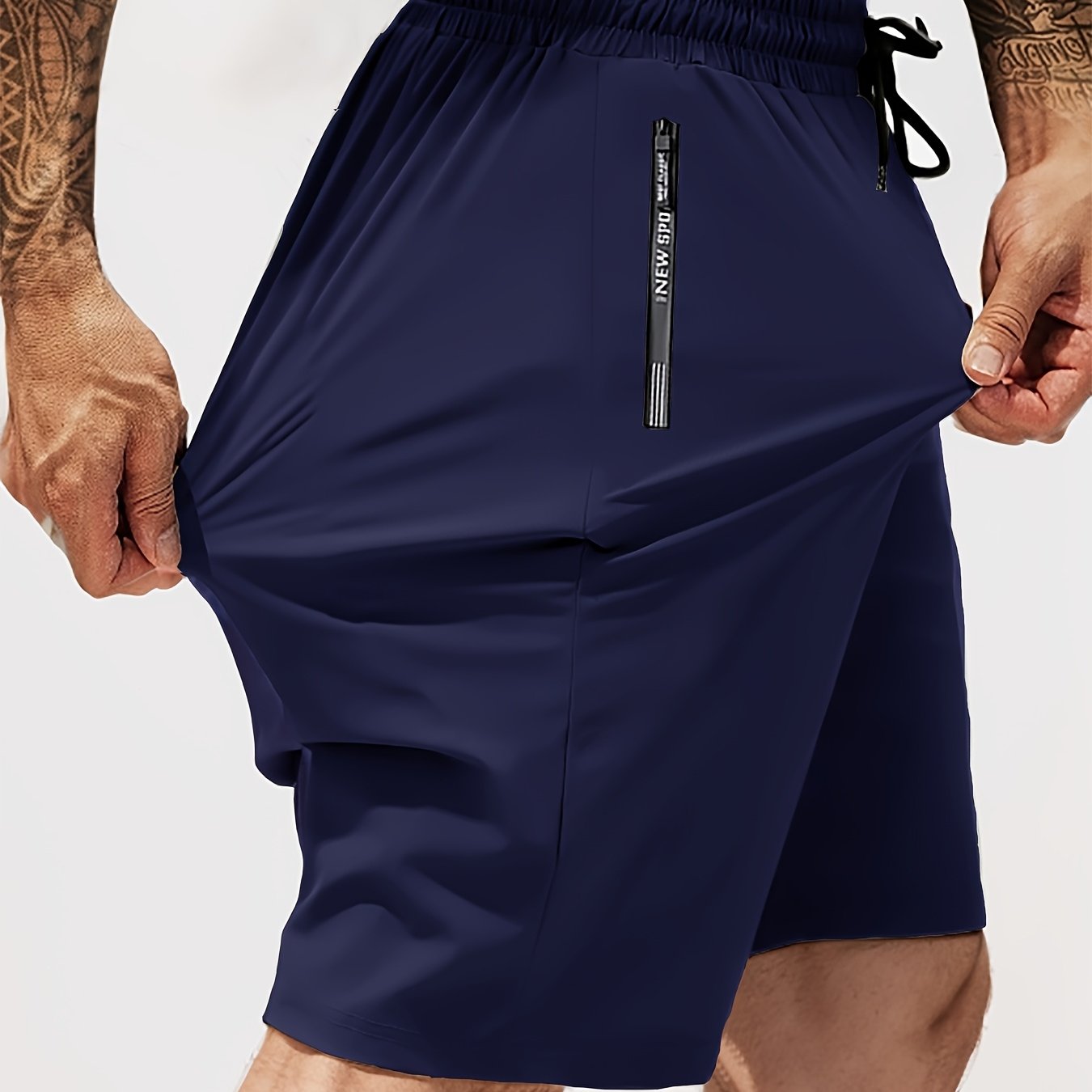 Men's Gym Shorts, Stretch Breathable, Zip Pockets