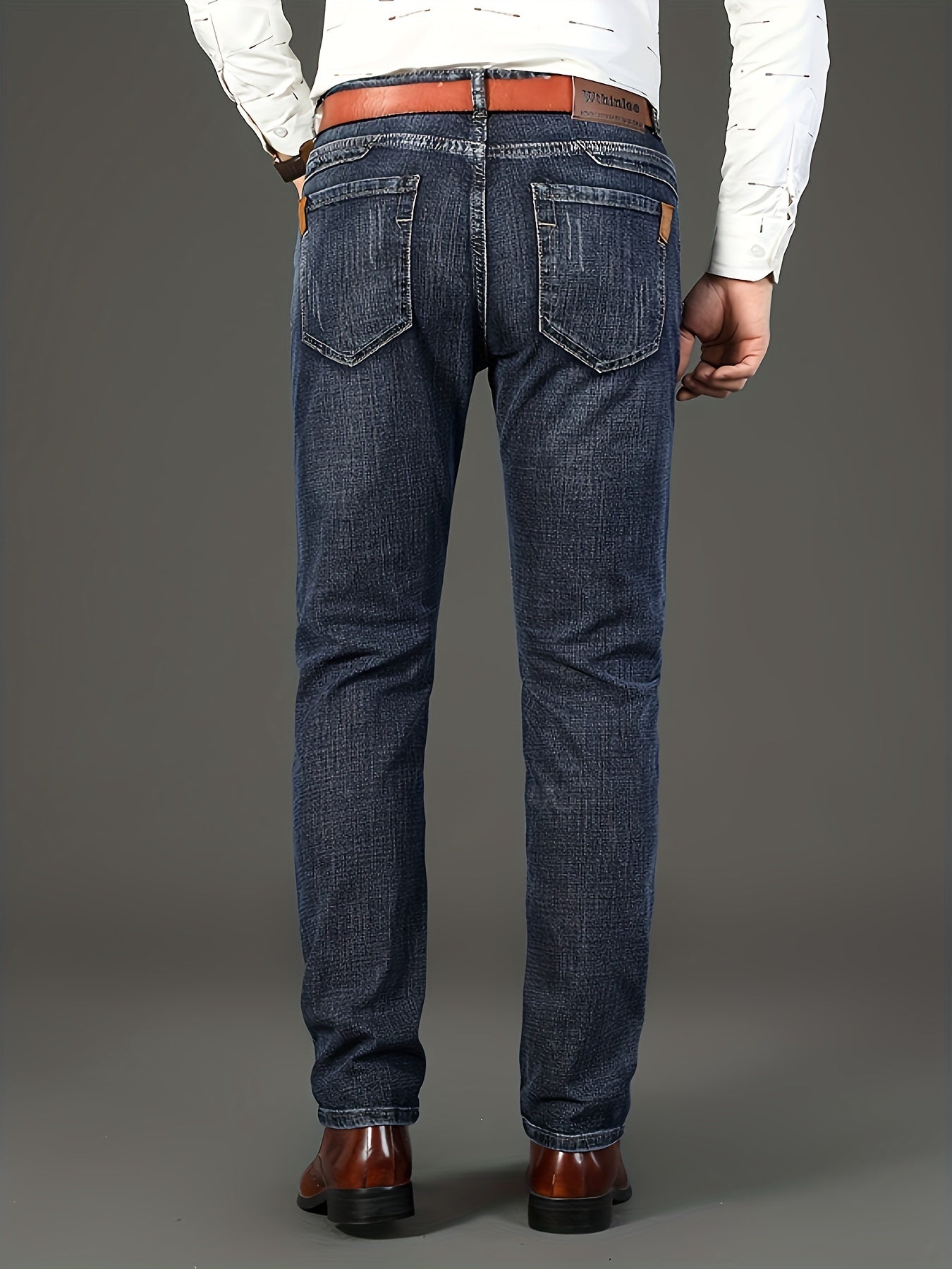 Men's Stretch Denim Trousers, Straight-Leg, Business Casual