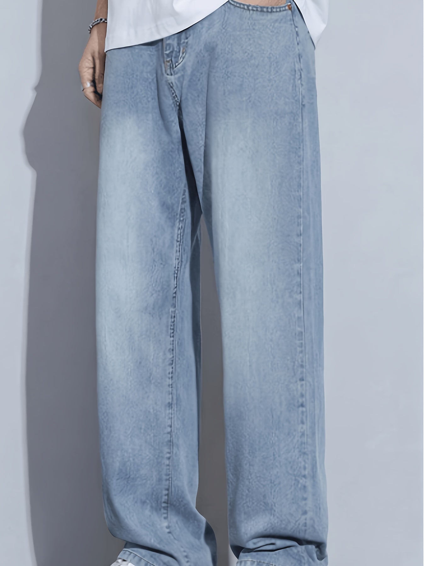 Men's Tencel Trousers, Faux-Denim, Straight Stretch