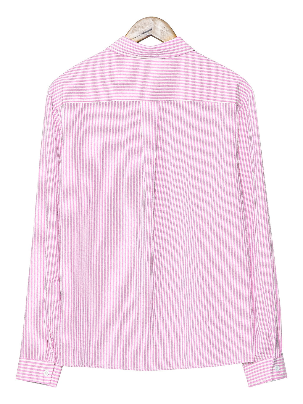 Men's Long-Sleeve Shirt, Textured Gauze, Striped Lapel