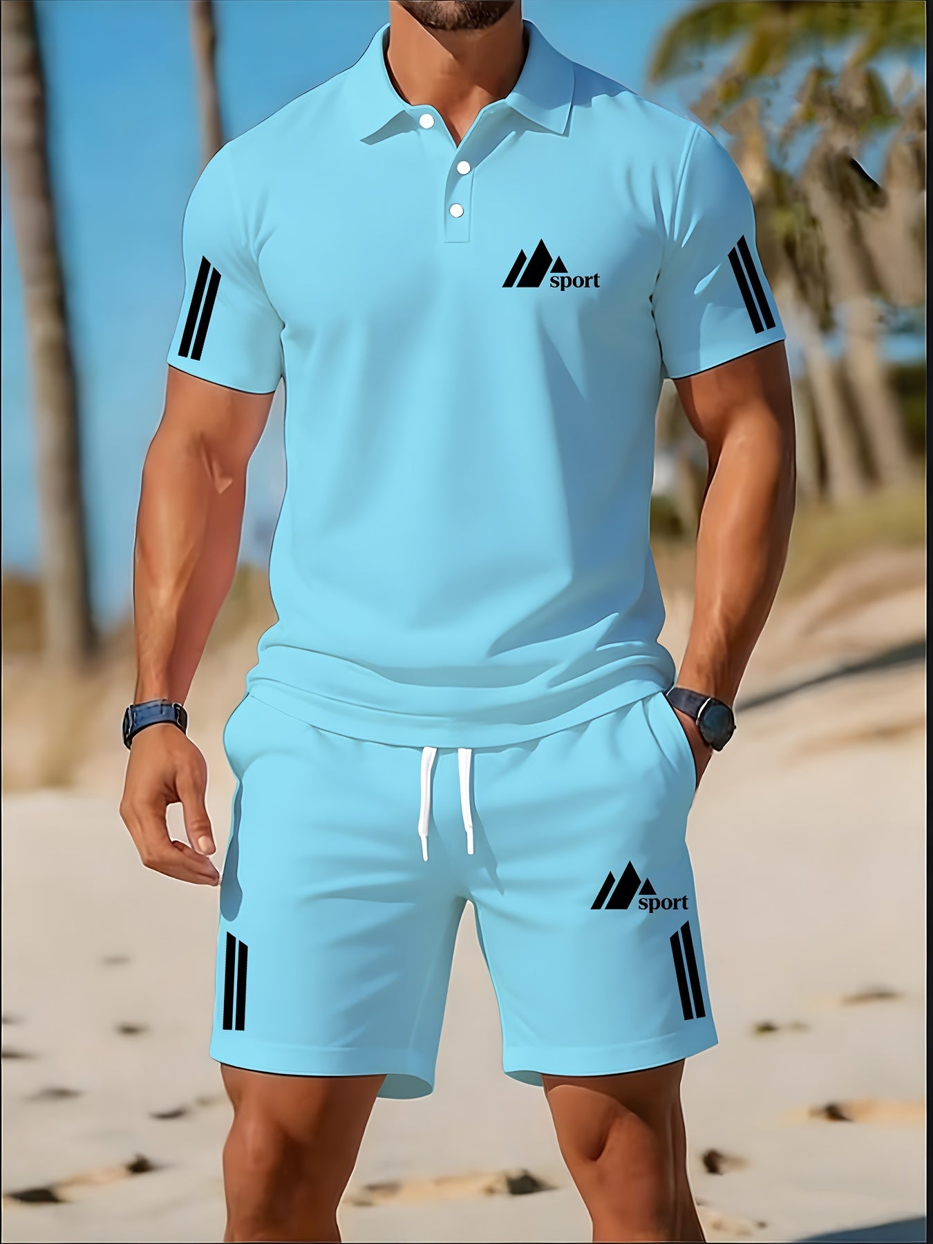 Men's Golf Polo & Shorts Set, Casual