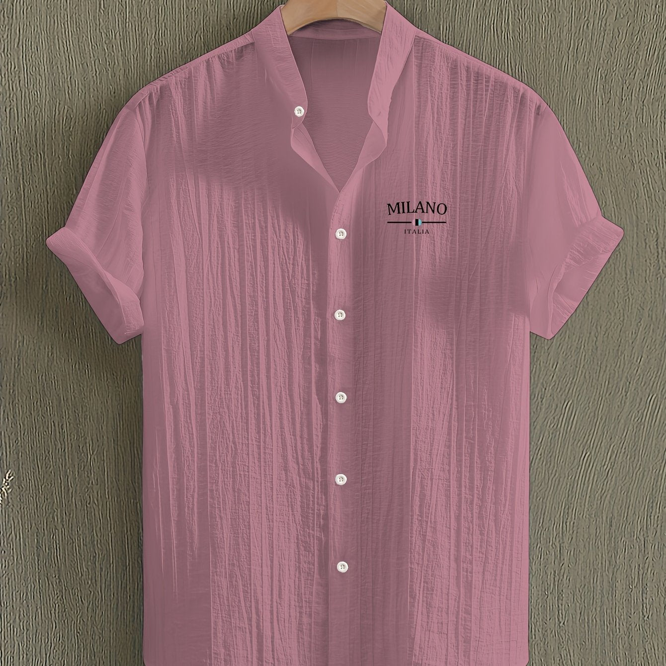 Men's Short-Sleeve Shirt, Print, Stand-Up Collar