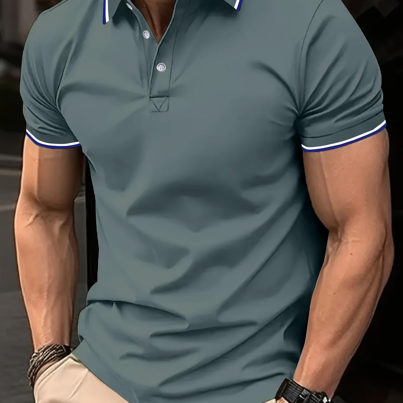 Men's Polo Shirt, Classic Button-Up Collar