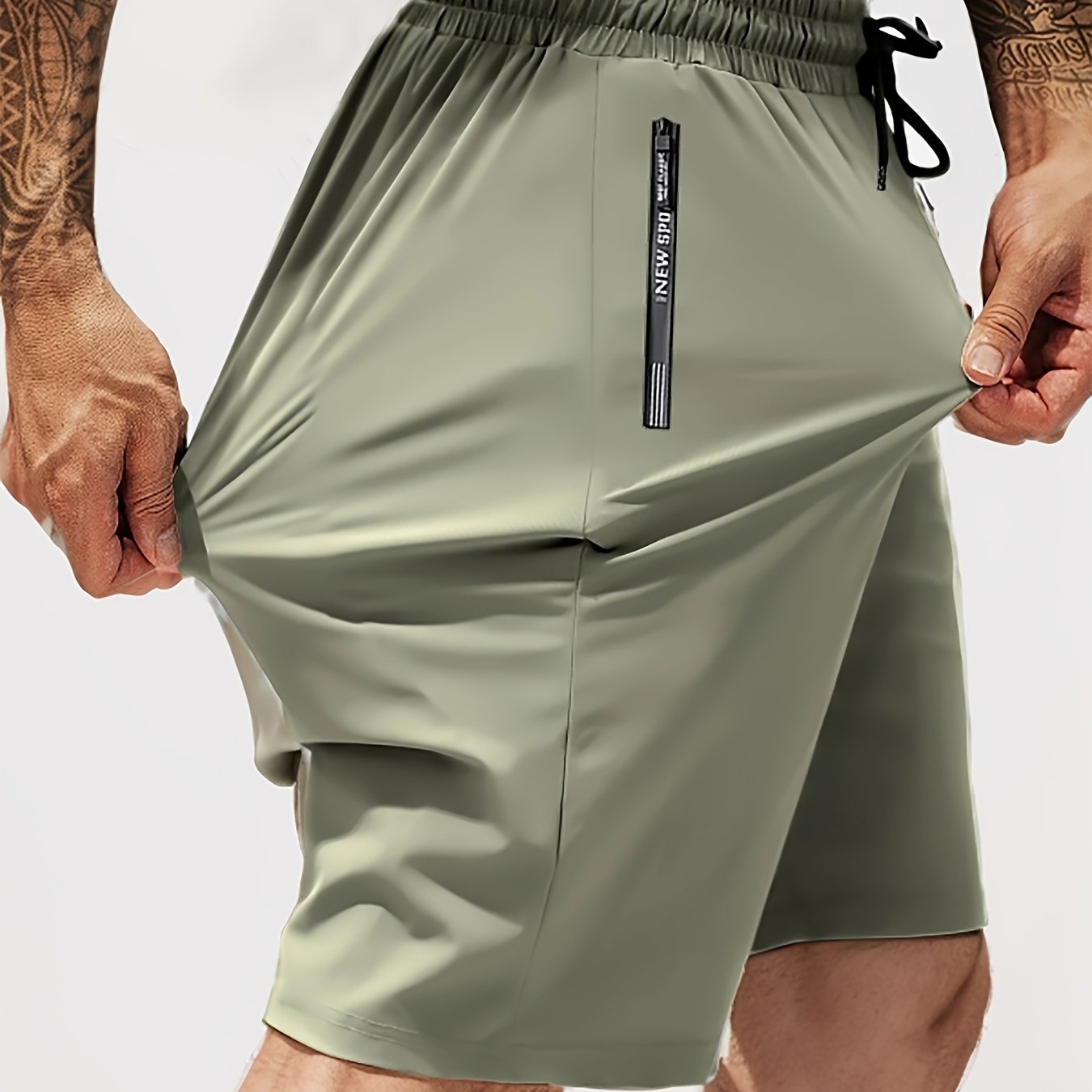 Men's Gym Shorts, Stretch Breathable, Zip Pockets