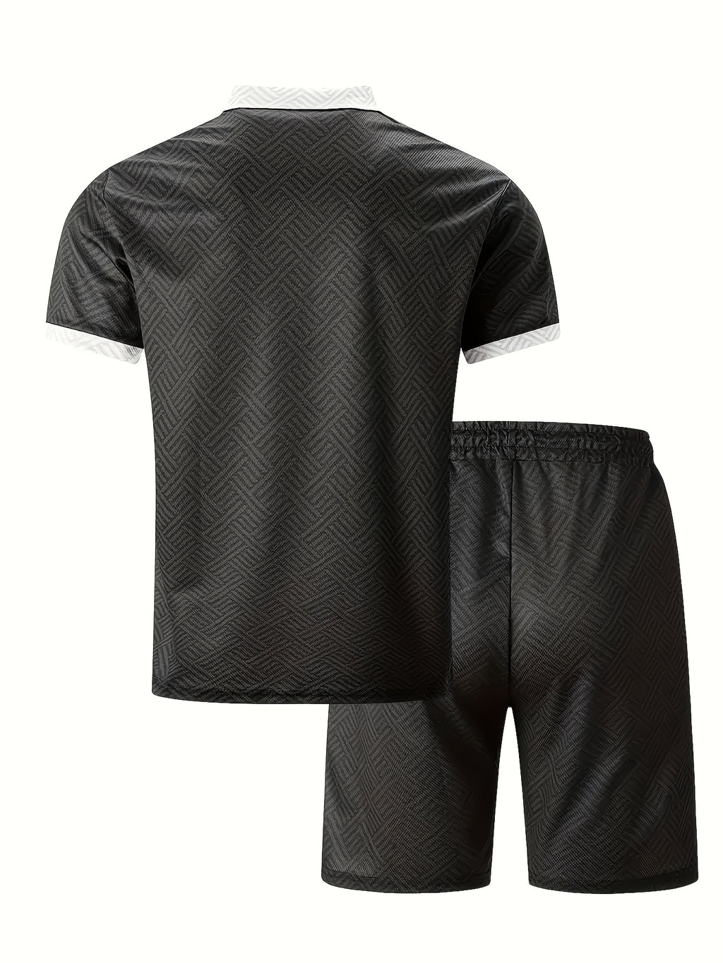 Men's Printed Shirt & Pants Set, Lapel Casual