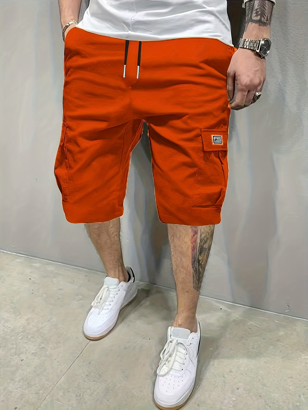 Men's Cargo Shorts, Loose Athletic Mid-Length, Summer Casual