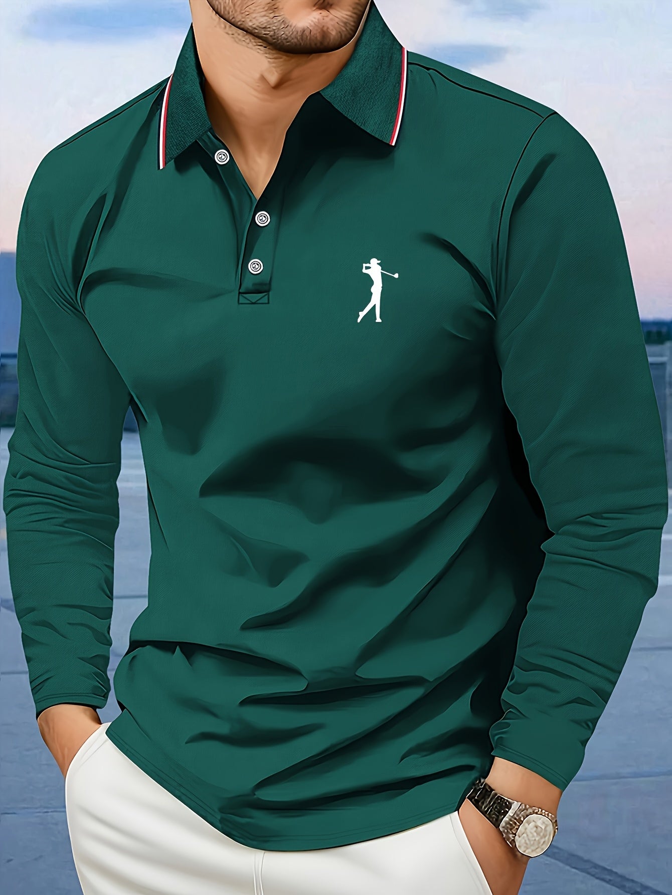 Men's Long-Sleeve Shirt, Printed, Collared Breathable