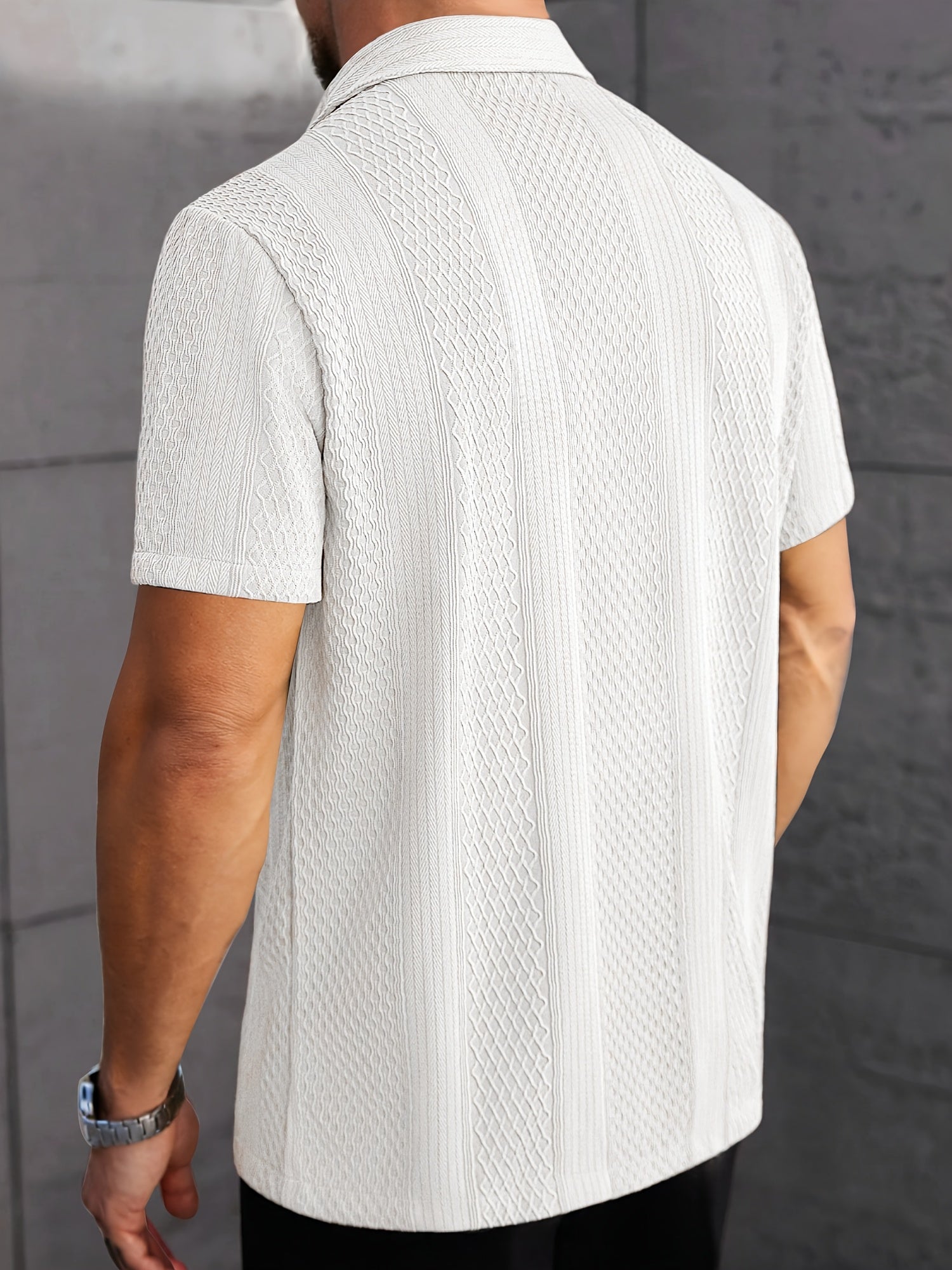 Men's Short-Sleeve Shirt, Jacquard Knit, Office Casual