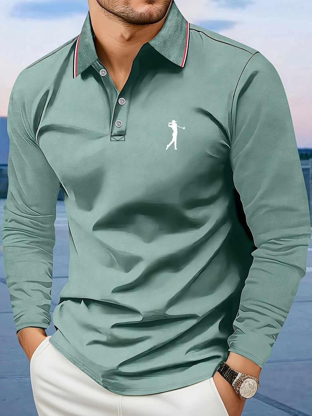 Men's Long-Sleeve Shirt, Printed, Collared Breathable