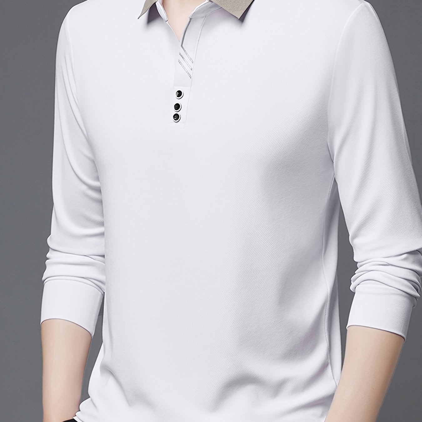 Men's Long-Sleeve Shirt, Button Detail, Casual