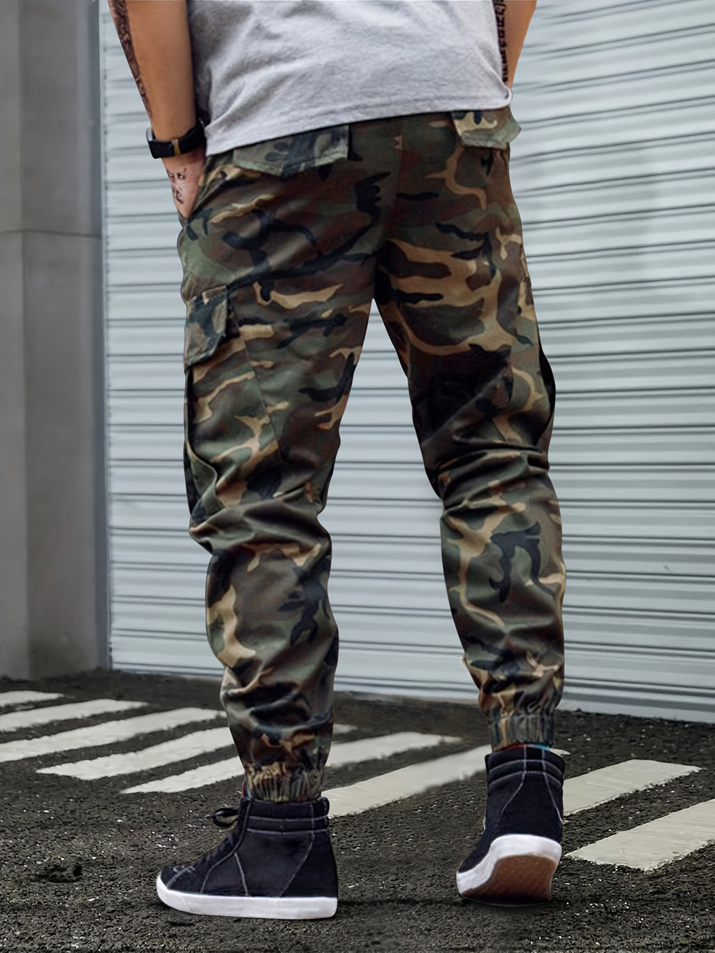 Men's Camo Cargo Pants, Comfort Fit, Drawstring