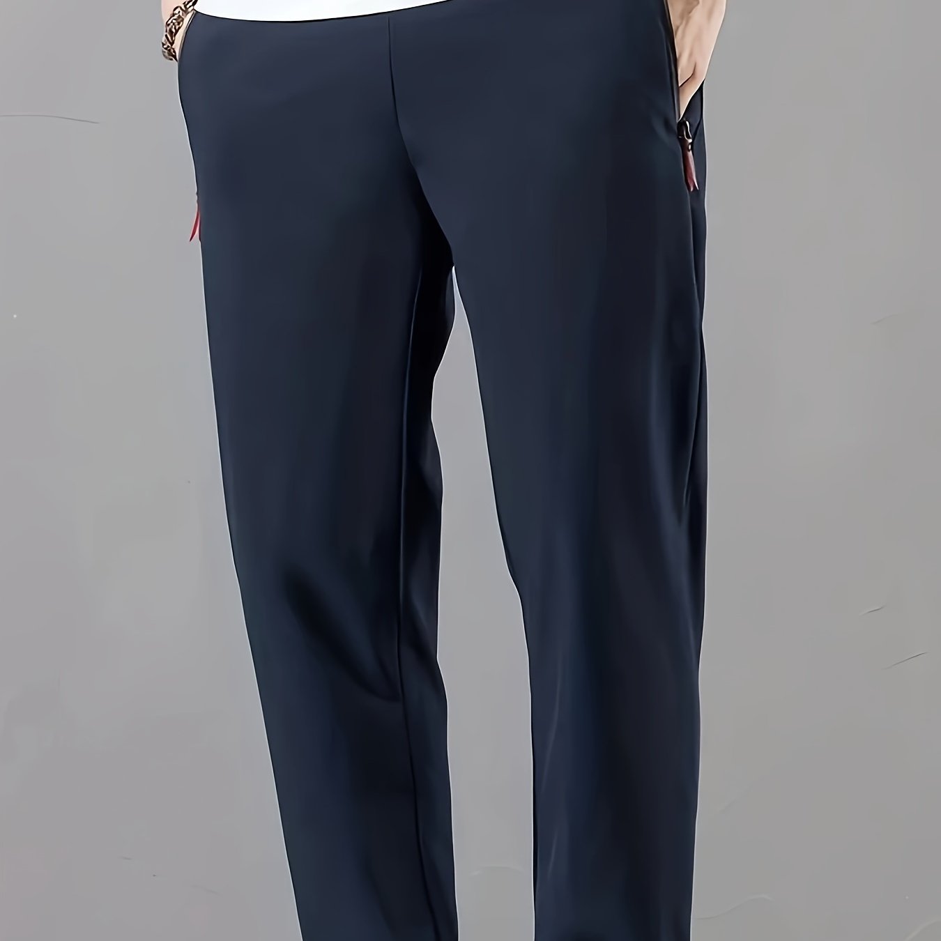 Men's Casual Trousers, Elastic Waist, Straight Loose Fit