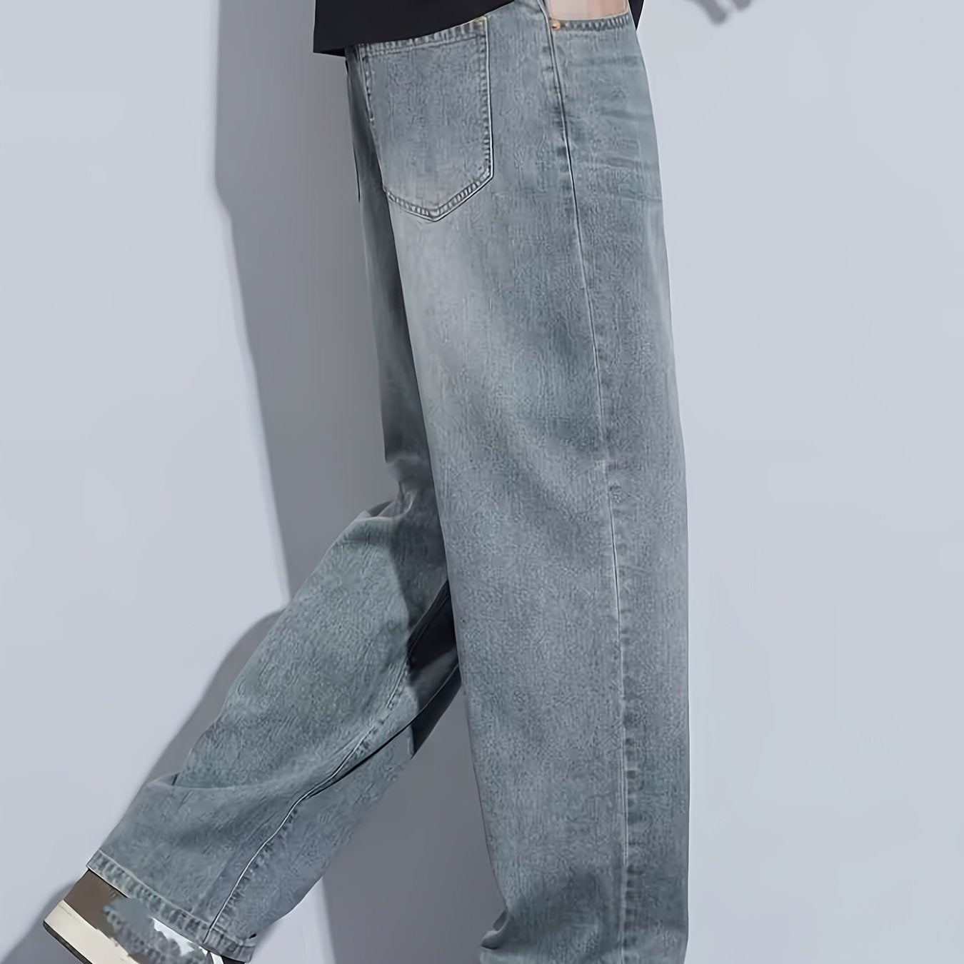 Men's Tencel Trousers, Faux-Denim, Straight Stretch