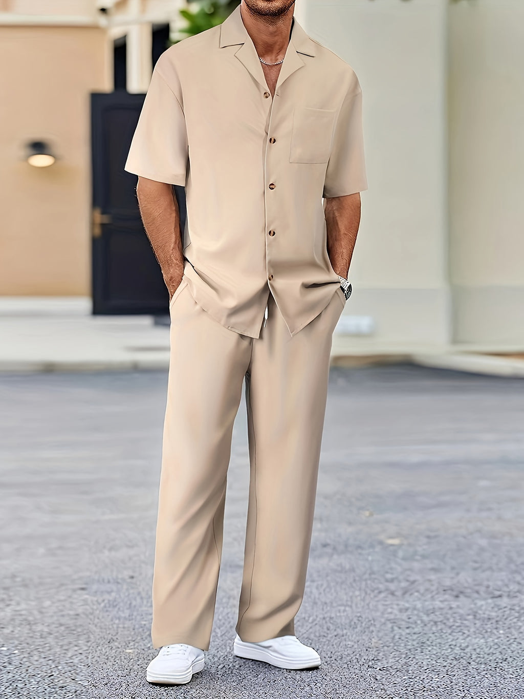 Men's Shirt & Pants Set, Suit-Inspired Casual