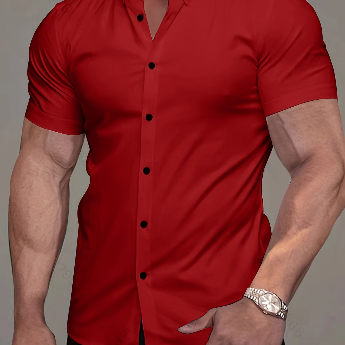 Men's Short-Sleeve Shirt, Lapel, Business Casual