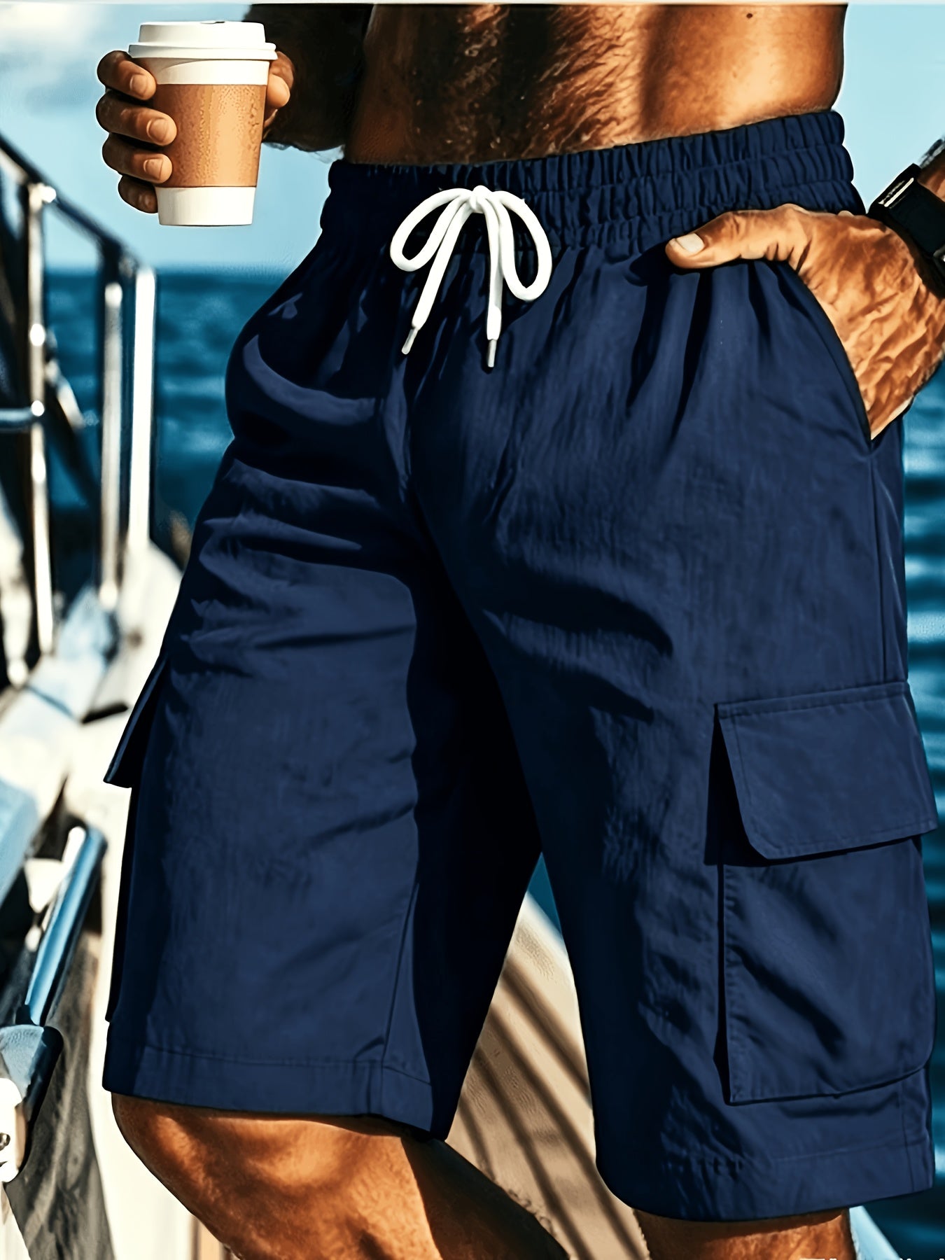 Men's Lightweight Casual Shorts, Elastic Waist Drawstring