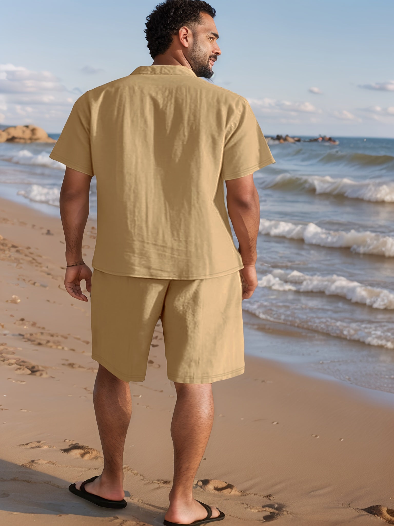 Men's Woven Shirt & Shorts Set, Quick-Dry
