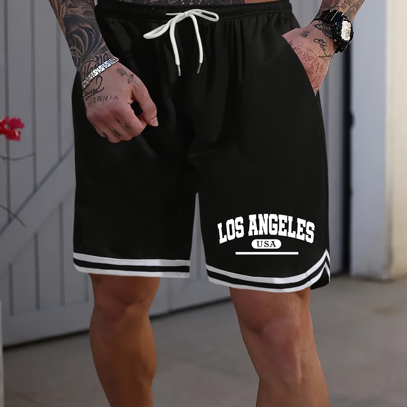 Men's Basketball Shorts, Printed, Lightweight Breathable Drawstring