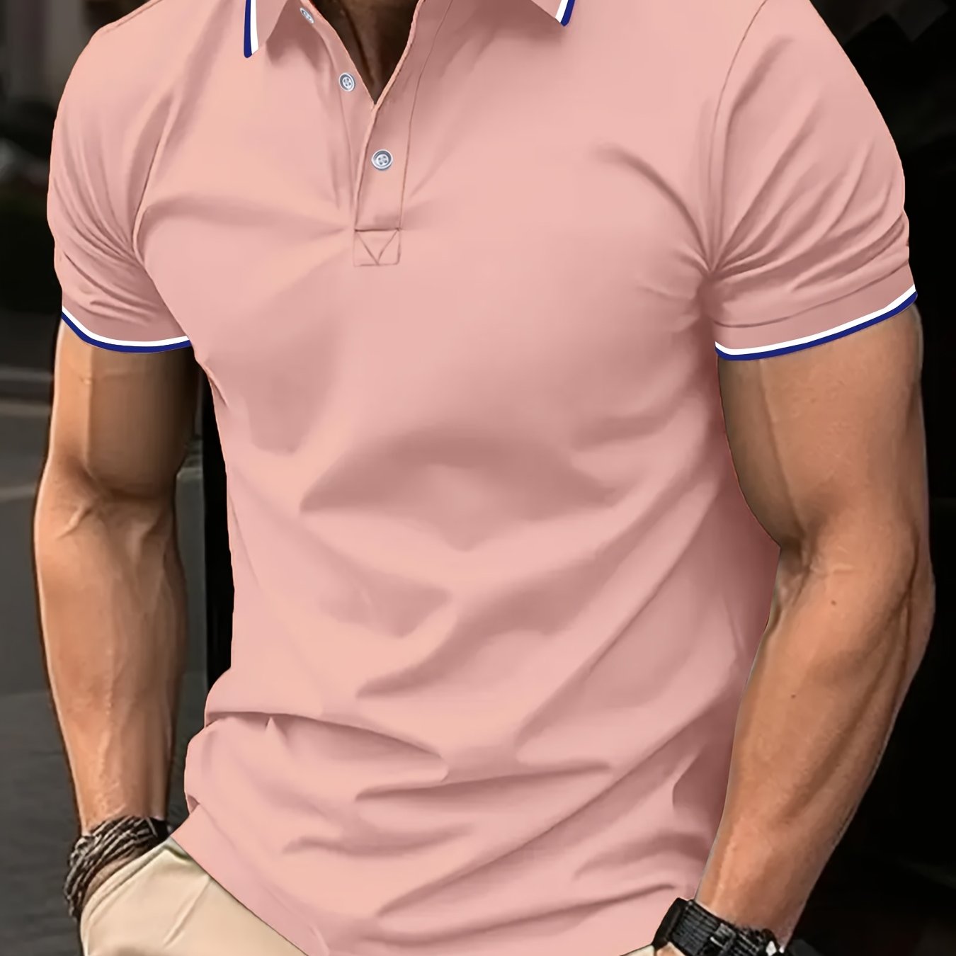 Men's Polo Shirt, Classic Button-Up Collar