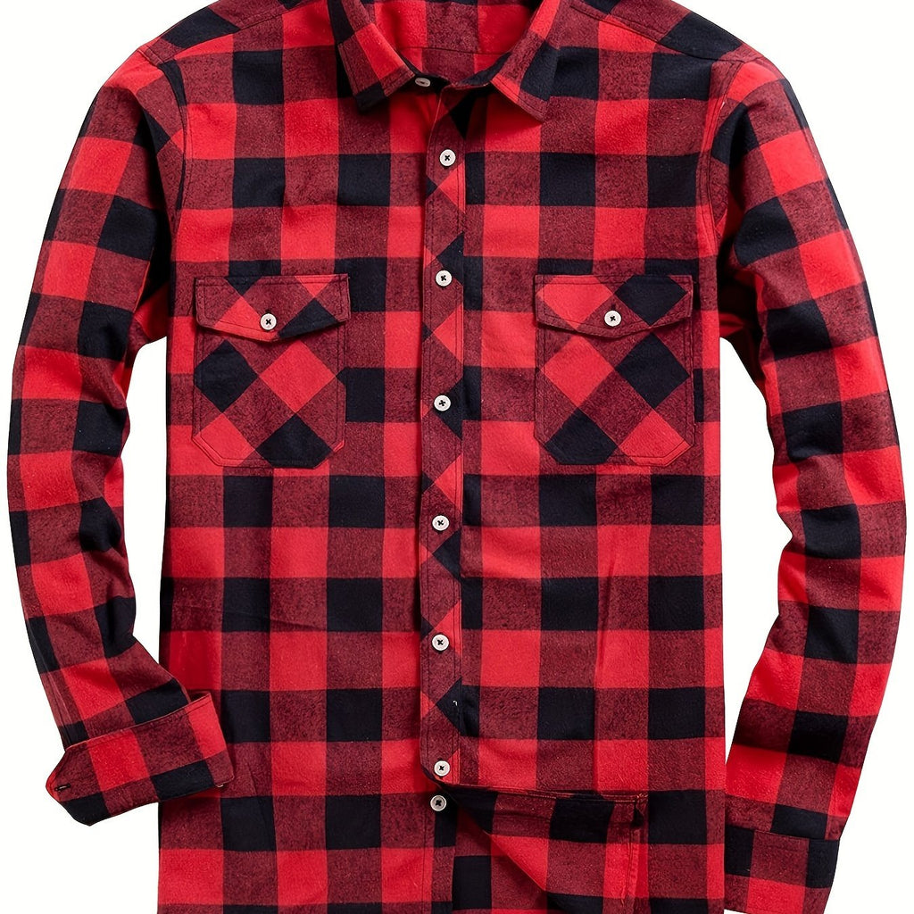 Men's Flannel Plaid Shirt, Long-Sleeve Casual