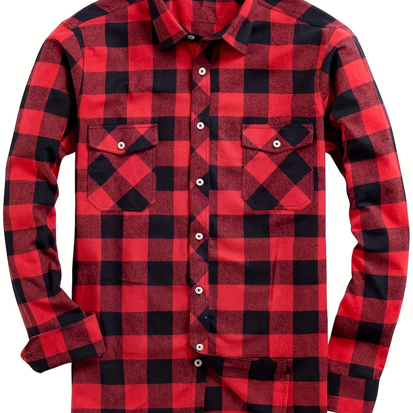 Men's Flannel Plaid Shirt, Long-Sleeve Casual