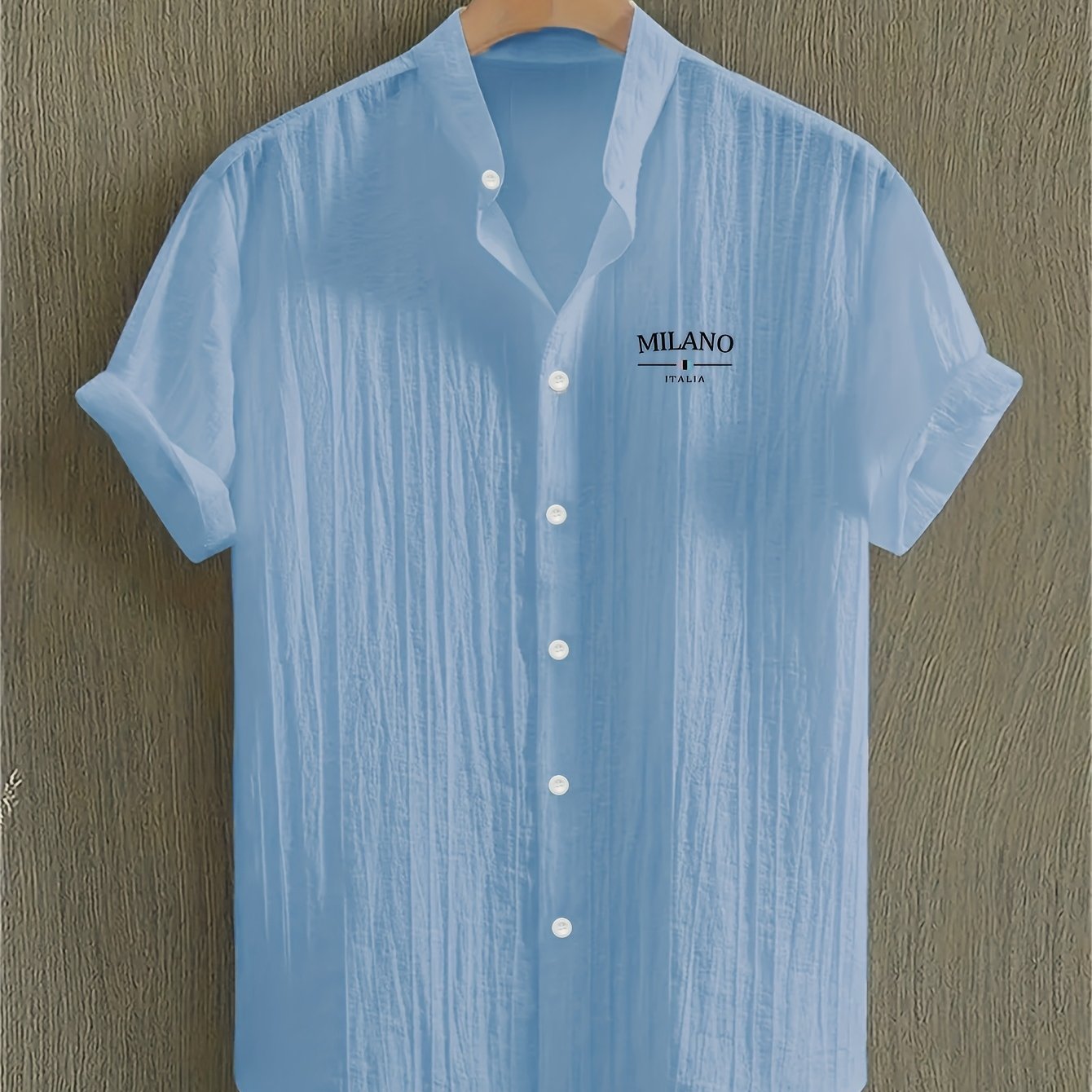 Men's Short-Sleeve Shirt, Print, Stand-Up Collar