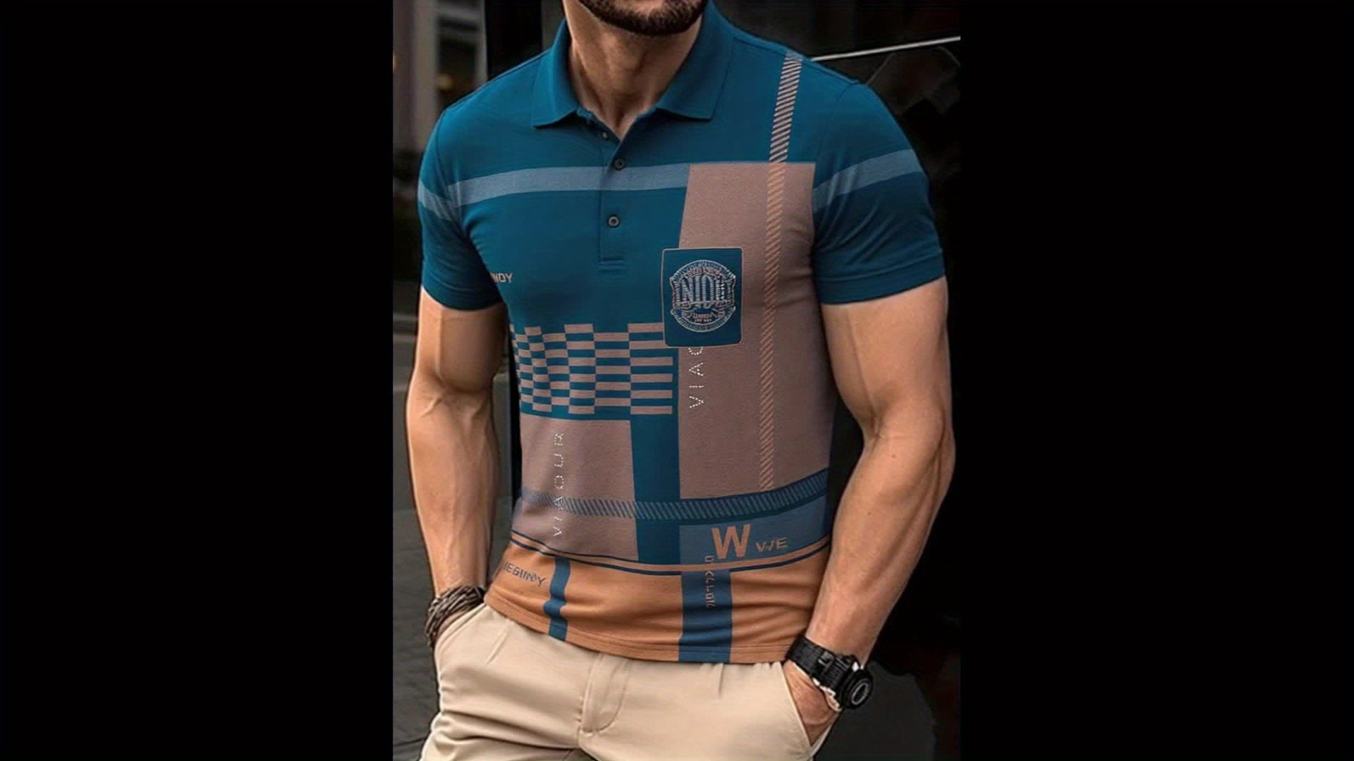 Men's Golf Polo Shirt, Plaid, Moisture-Wicking Quick-Dry