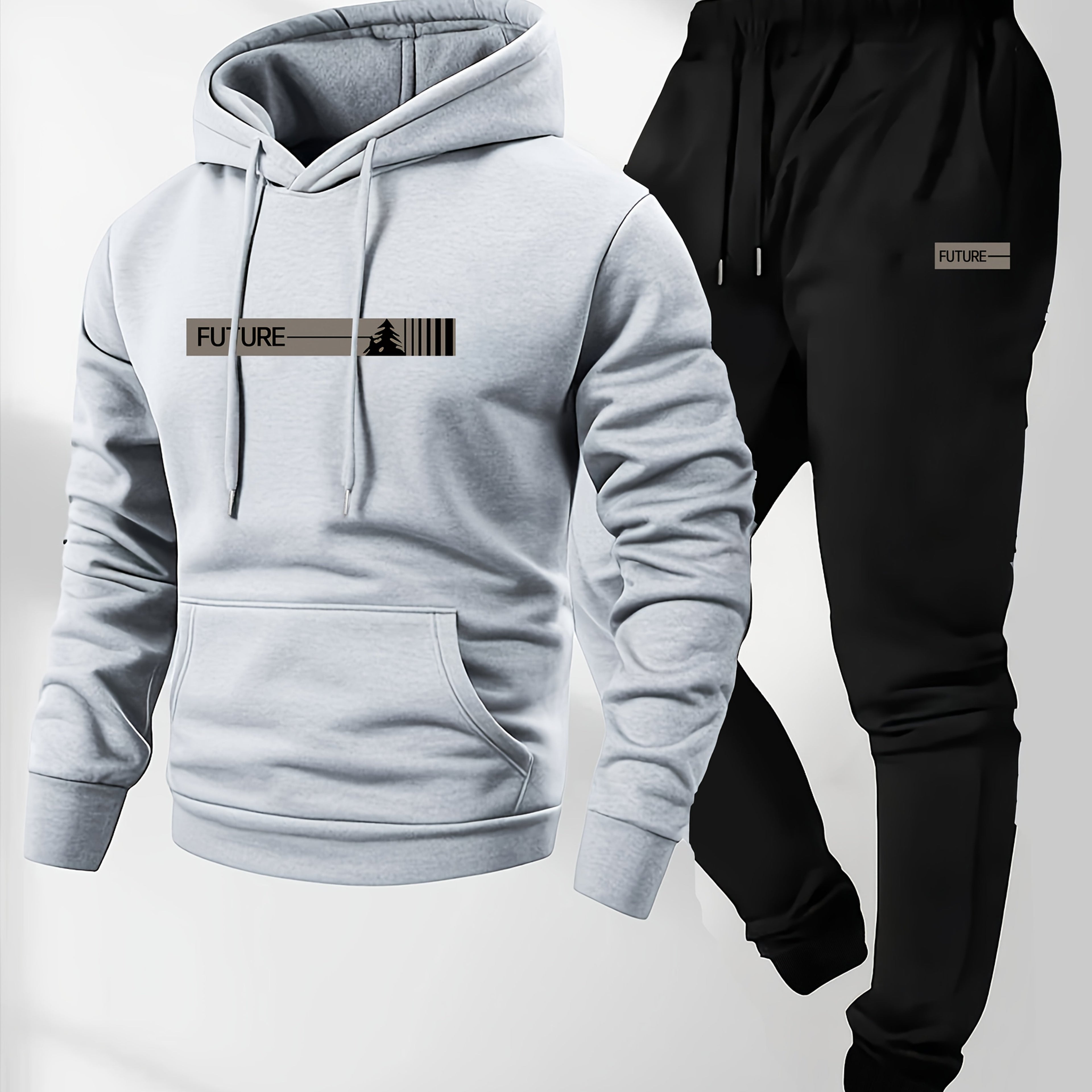 Men's Hoodie & Sweatpants Set, Casual Sport