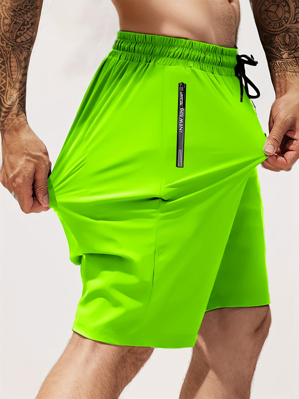 Men's Gym Shorts, Stretch Breathable, Zip Pockets