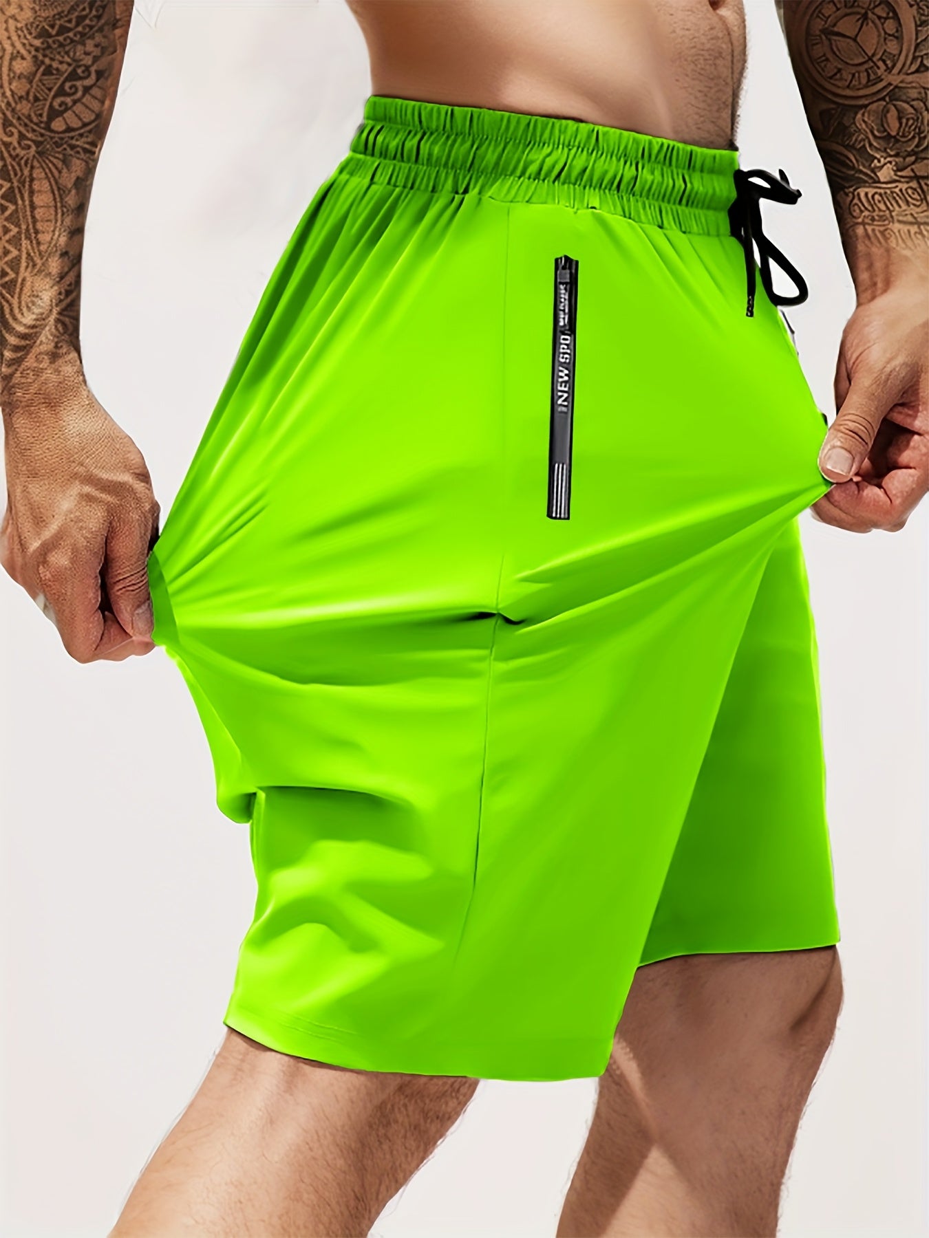 Men's Gym Shorts, Stretch Breathable, Zip Pockets