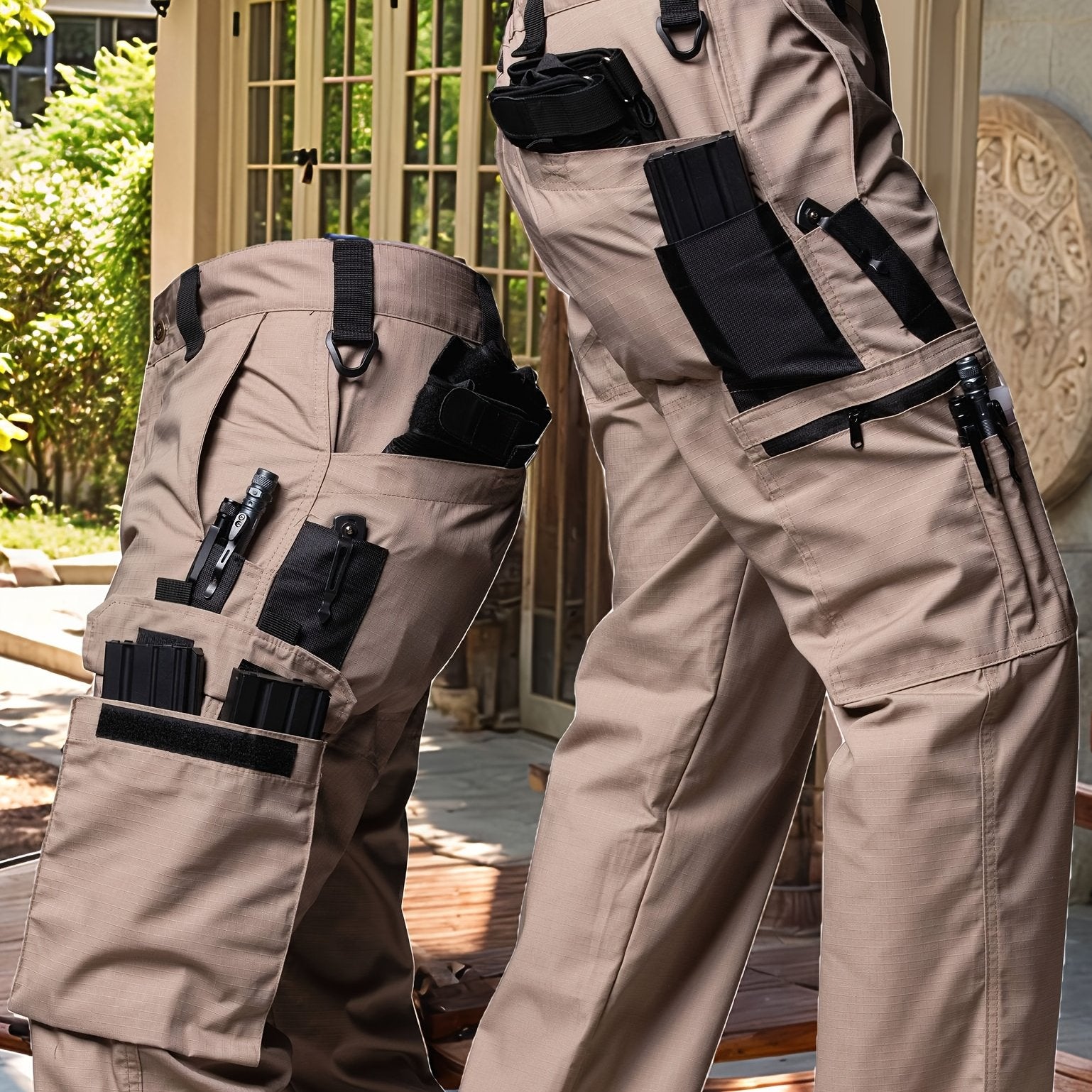 Men's Tactical Cargo Pants, Multi-Pocket, Stretch Ripstop