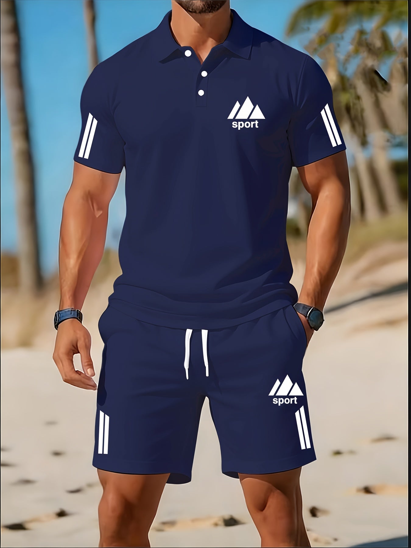 Men's Golf Polo & Shorts Set, Casual