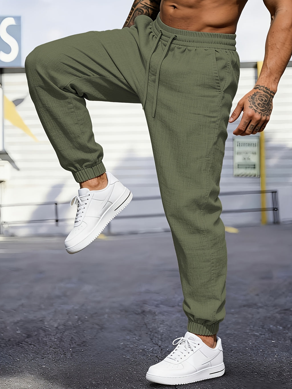 Men's Linen Joggers, Lightweight, Drawstring