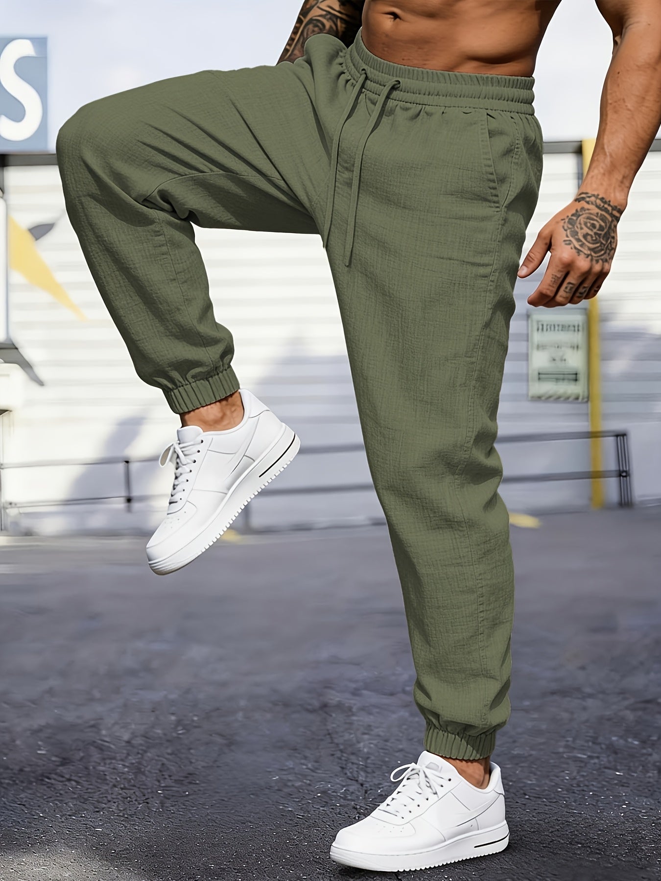 Men's Linen Joggers, Lightweight, Drawstring