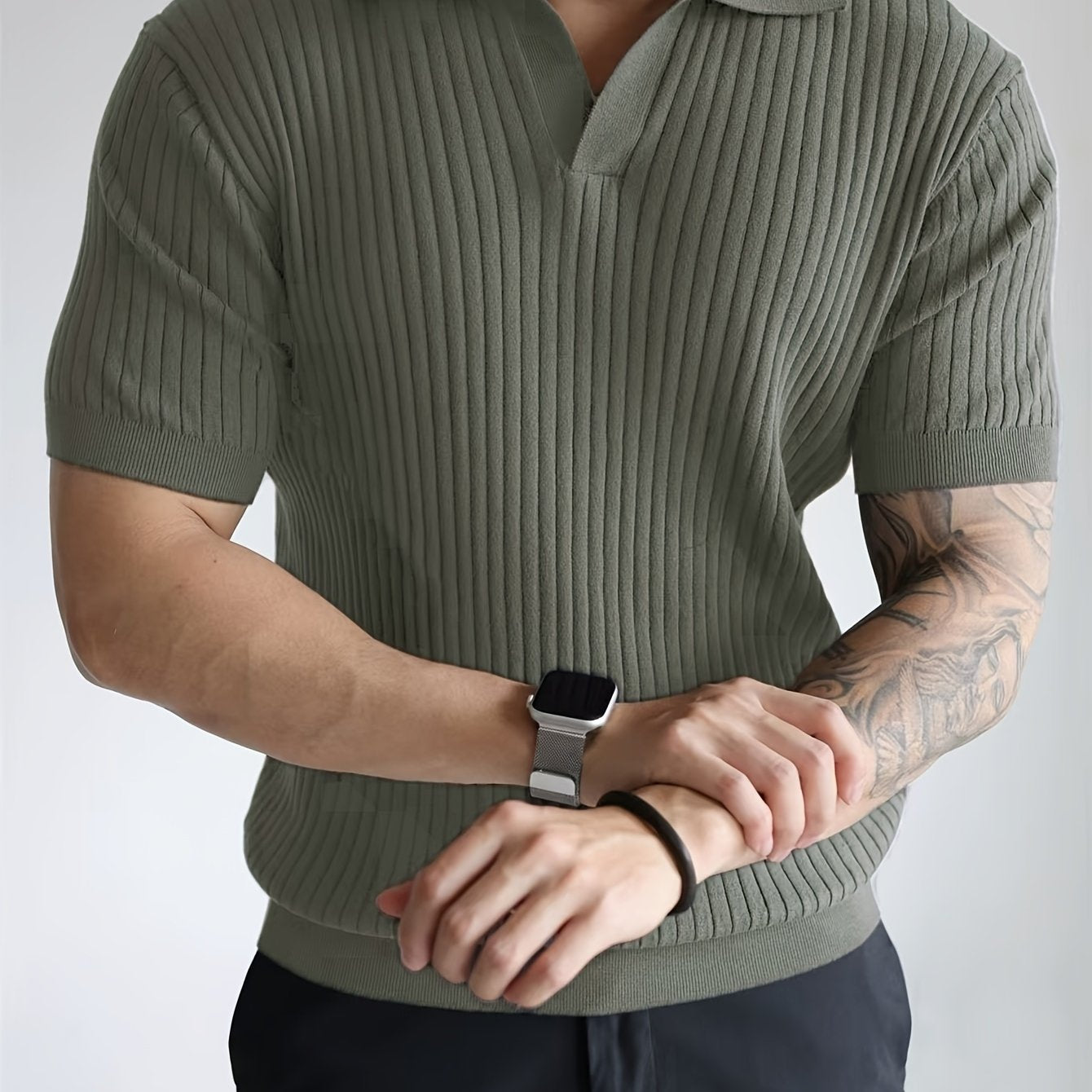 Men's Knit Polo Shirt, Striped Short-Sleeve