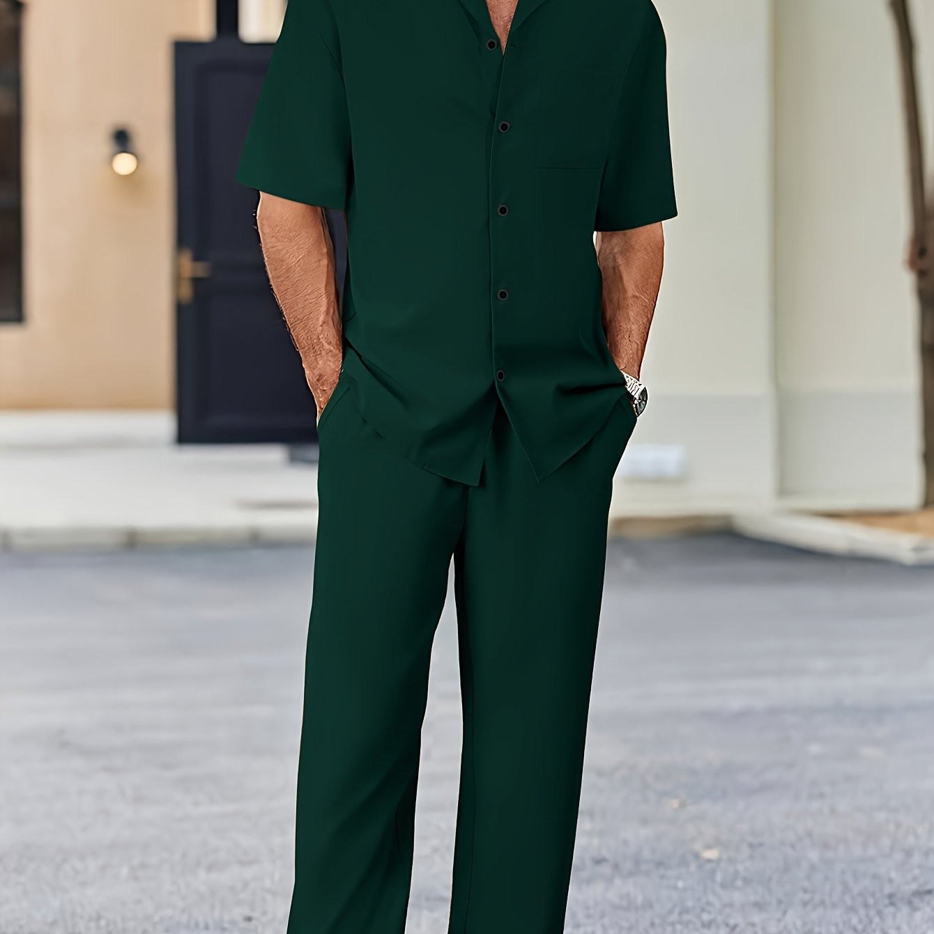 Men's Shirt & Pants Set, Suit-Inspired Casual