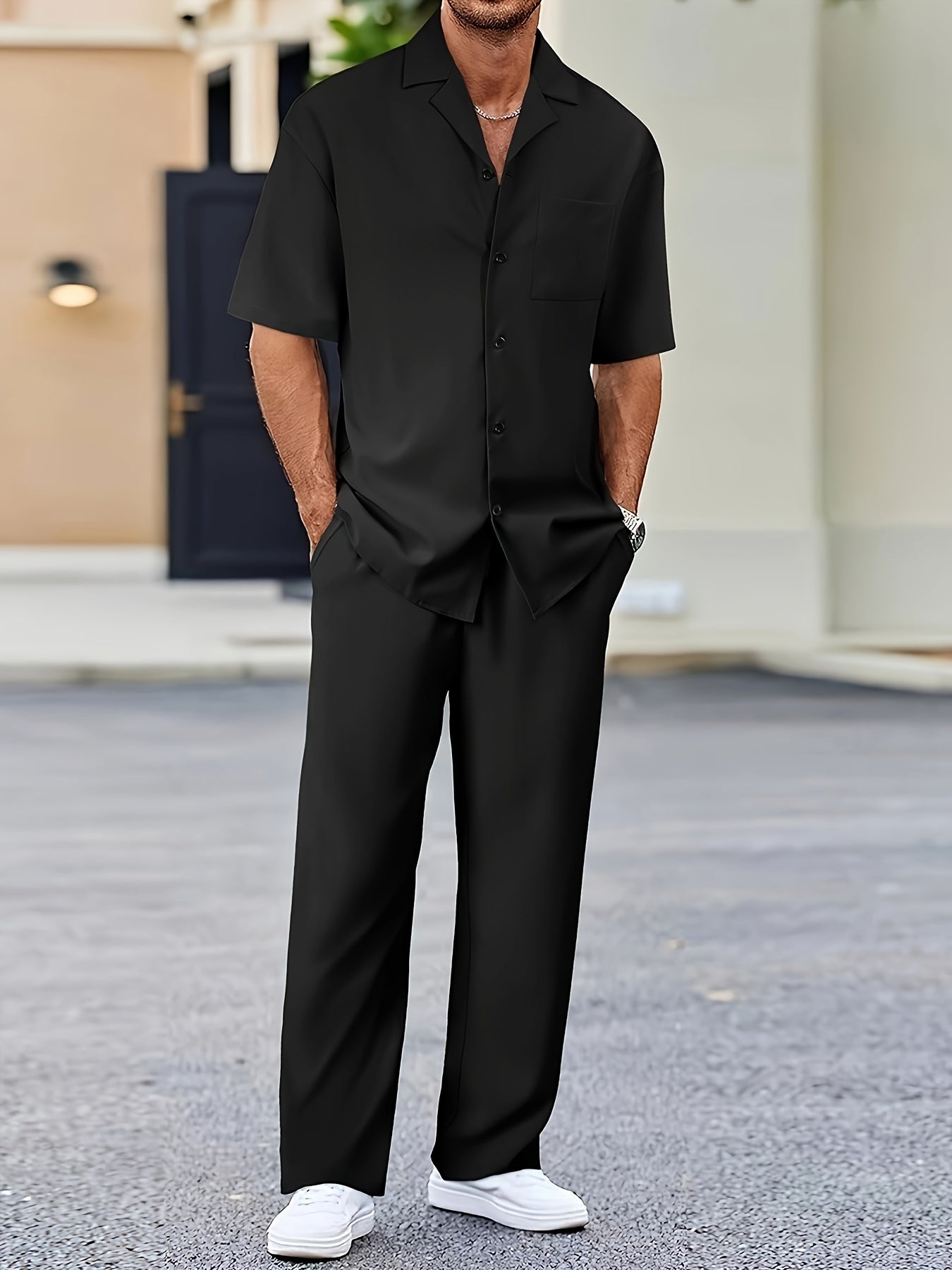 Men's Shirt & Pants Set, Suit-Inspired Casual