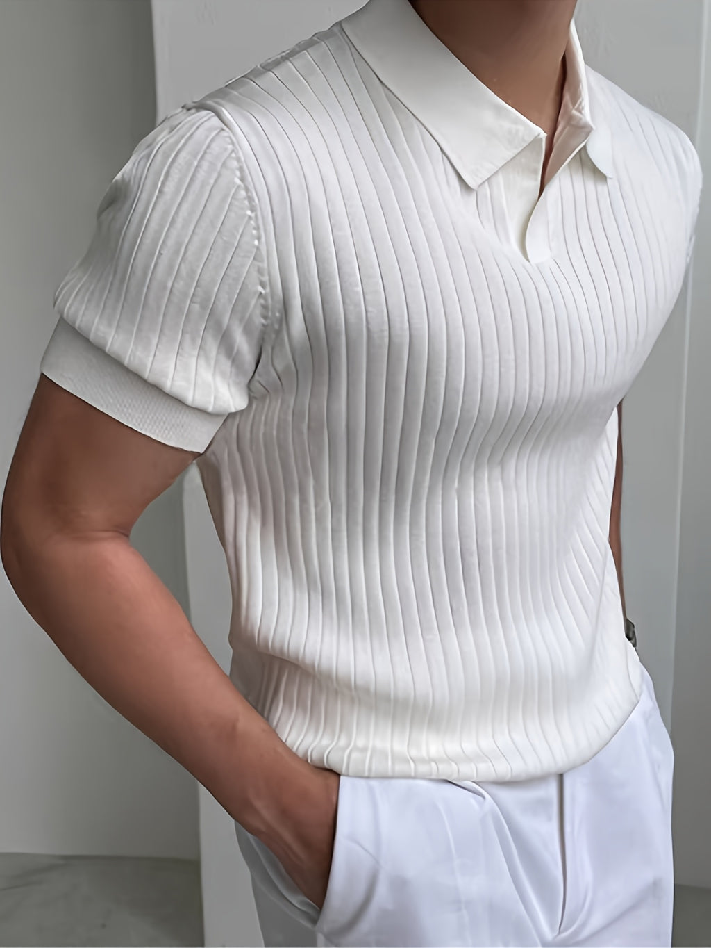 Men's Knit Polo Shirt, Striped Short-Sleeve