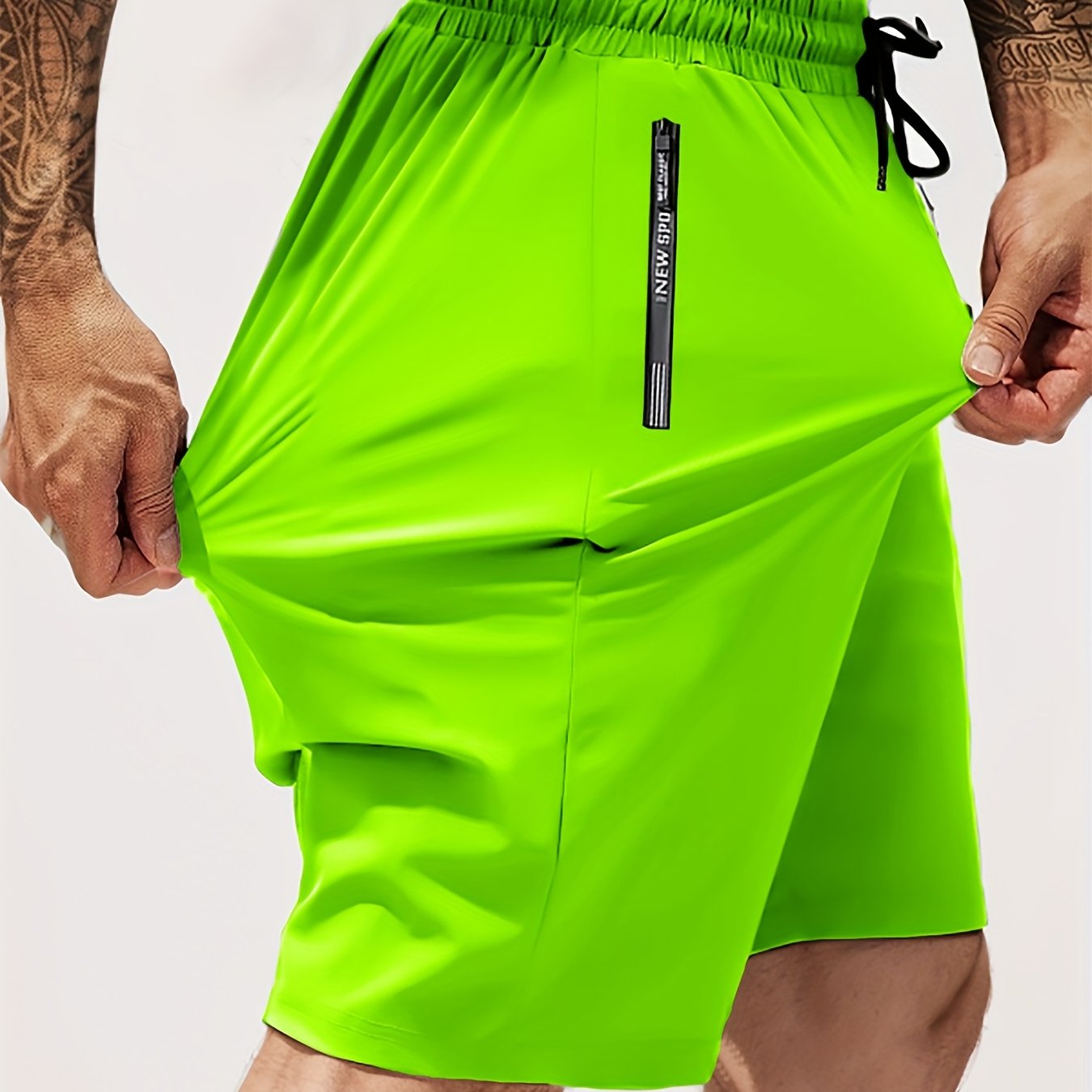 Men's Gym Shorts, Stretch Breathable, Zip Pockets