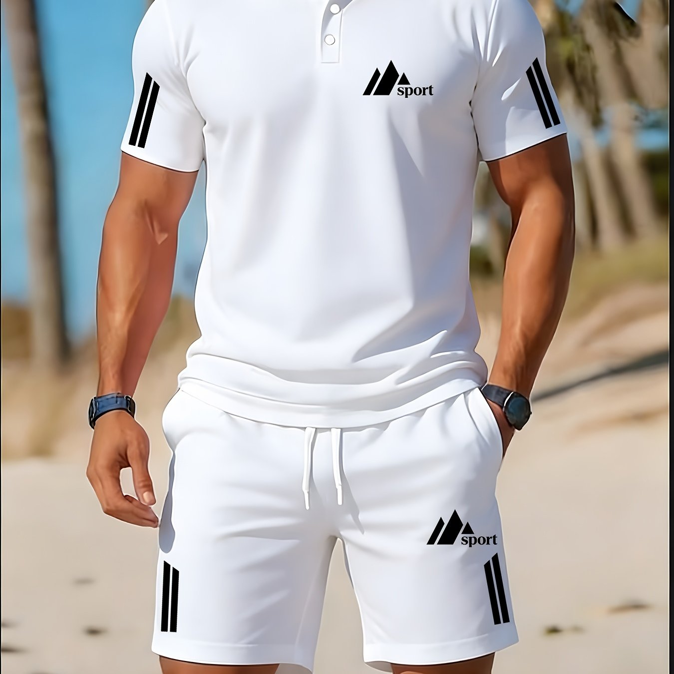 Men's Golf Polo & Shorts Set, Casual
